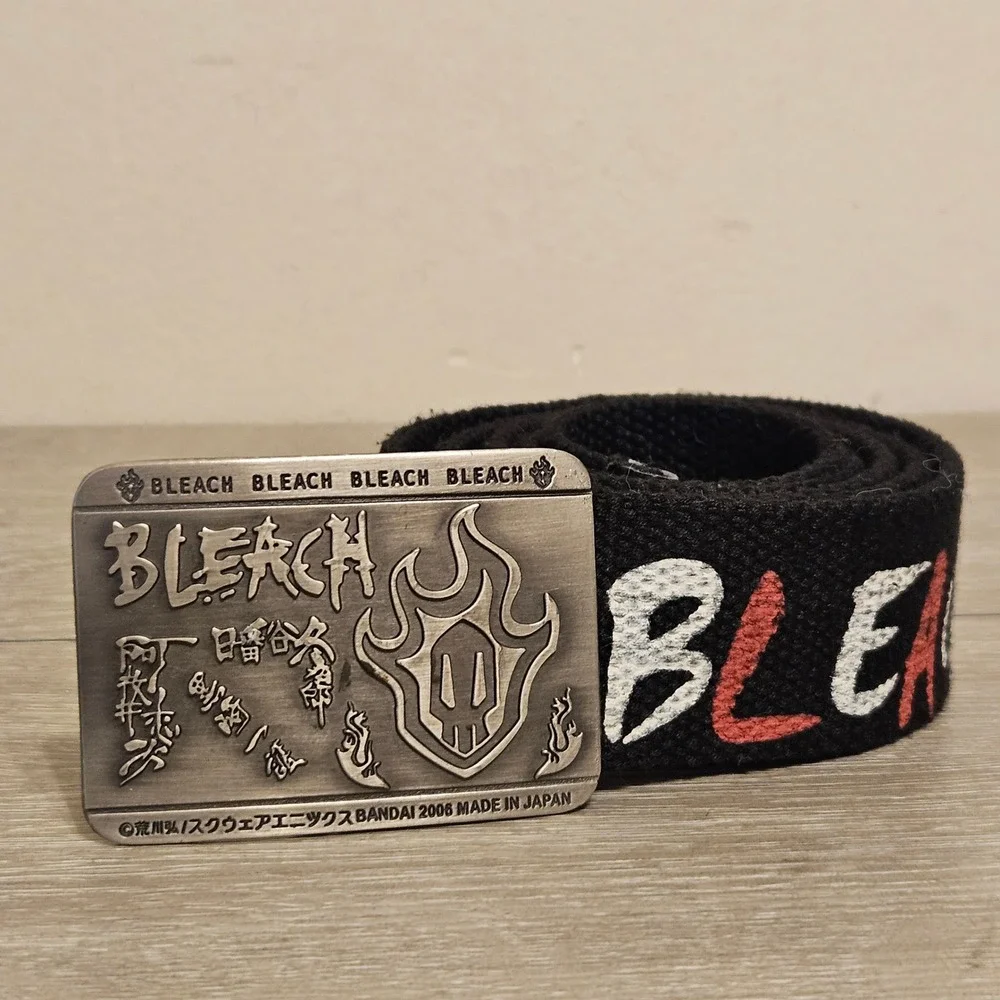 Vintage 2005 Anime Bleach Black Canvas Belt Made in Japan Bandai Measures 40x1.5